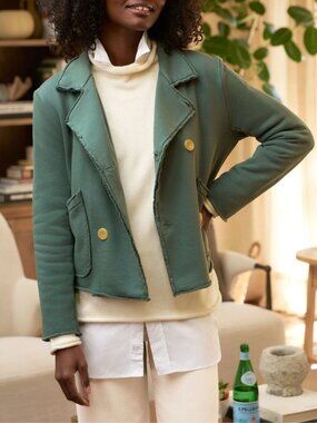 Frank & Eileen Mini Belfast Jacket Rosemary Green Triple Fleece Peacoat Size L